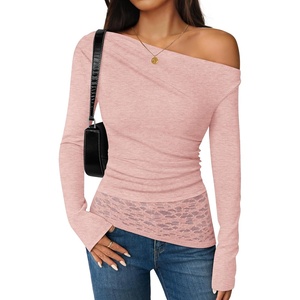 image:imageZESICA Womens Off the Shoulder Long Sleeve Going Out TopsPink