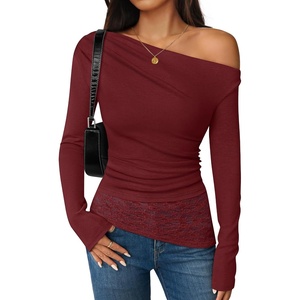 image:imageZESICA Womens Off the Shoulder Long Sleeve Going Out TopsWine