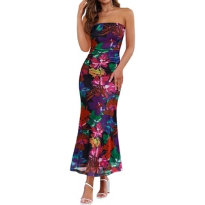 image:imageZESICA Womens Strapless Off the Shoulder Floral Maxi SundressPurple