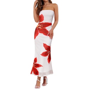 image:imageZESICA Womens Strapless Off the Shoulder Floral Maxi SundressWhite