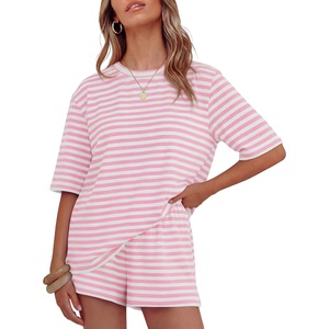image:imageZESICA Womens Summer 2 Piece Stripe Short Sets Lounge Workout Beach OutfitsPink