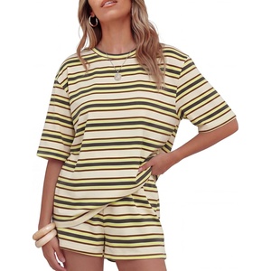 image:imageZESICA Womens Summer 2 Piece Stripe Short Sets Lounge Workout Beach OutfitsYellow