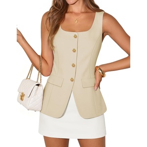 image:imageZESICA Womens Summer Business Casual Sleeveless Blazer VestApricot
