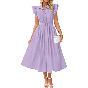 image:imageZESICA Womens Summer Button Midi Dress Casual Work DressesPurple