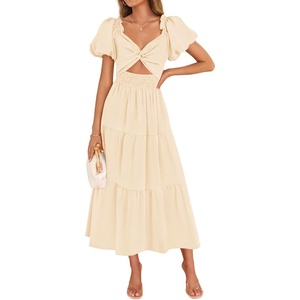 image:imageZESICA Womens Summer Casual Cutout Flowy Vacation Maxi DressApricot