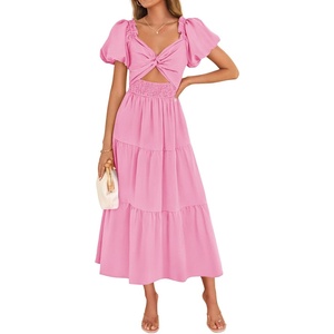 image:imageZESICA Womens Summer Casual Cutout Flowy Vacation Maxi DressHot Pink