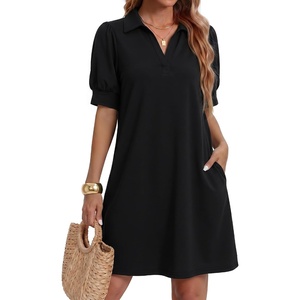 image:imageZESICA Womens Summer Casual Striped T Shirt Mini DressEbony
