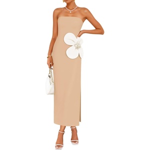 image:imageZESICA Womens Summer Cocktail Strapless Bodycon Maxi DressApricot