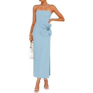 image:imageZESICA Womens Summer Cocktail Strapless Bodycon Maxi DressBlue
