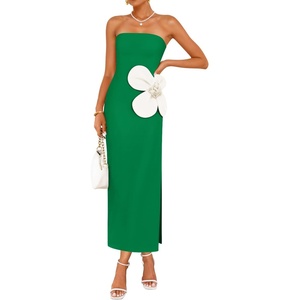image:imageZESICA Womens Summer Cocktail Strapless Bodycon Maxi DressGreen