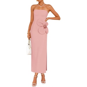 image:imageZESICA Womens Summer Cocktail Strapless Bodycon Maxi DressPink
