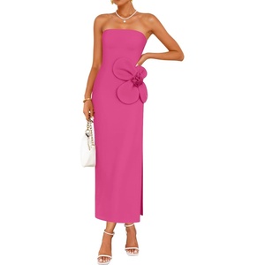 image:imageZESICA Womens Summer Cocktail Strapless Bodycon Maxi DressRose