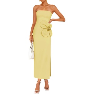 image:imageZESICA Womens Summer Cocktail Strapless Bodycon Maxi DressYellow