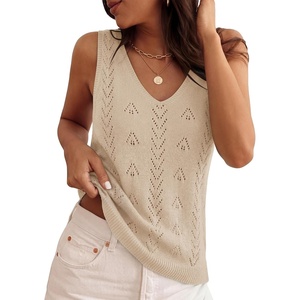 image:imageZESICA Womens Summer Crochet Sleeveless Tank TopsApricot