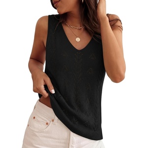 image:imageZESICA Womens Summer Crochet Sleeveless Tank TopsBlack