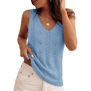 image:imageZESICA Womens Summer Crochet Sleeveless Tank TopsBlue