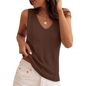 image:imageZESICA Womens Summer Crochet Sleeveless Tank TopsBrown