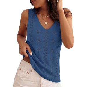 image:imageZESICA Womens Summer Crochet Sleeveless Tank TopsDustyblue