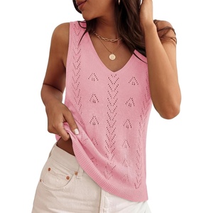 image:imageZESICA Womens Summer Crochet Sleeveless Tank TopsPink