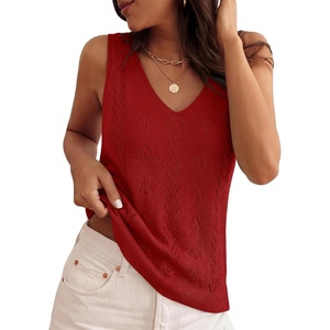image:imageZESICA Womens Summer Crochet Sleeveless Tank TopsRed