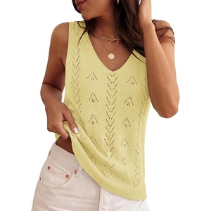 image:imageZESICA Womens Summer Crochet Sleeveless Tank TopsYellow