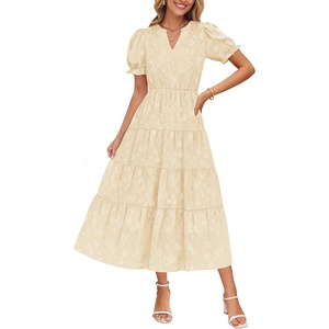 image:imageZESICA Womens Summer Floral Flowy Midi Dress Beach Party DressesApricot