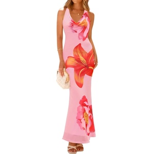 image:imageZESICA Womens Summer Floral Halter Neck Sleeveless Maxi DressLightpink