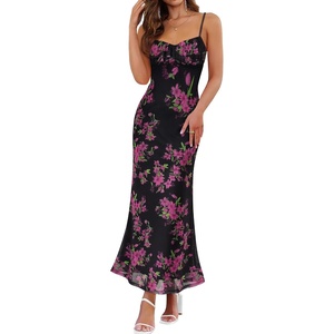 image:imageZESICA Womens Summer Floral Sleeveless Bodycon Maxi DressBlack
