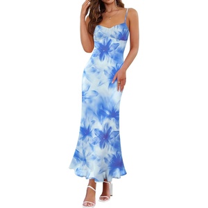image:imageZESICA Womens Summer Floral Sleeveless Bodycon Maxi DressSky Blue