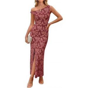 image:imageZESICA Womens Summer One Shoulder Floral Bodycon Midi DressesWine