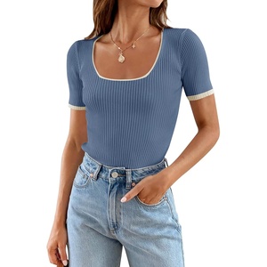 image:imageZESICA Womens Summer Short Sleeve Square Neck Business TopsDustyblue