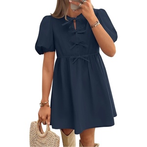 image:imageZESICA Womens Summer Short Sleeve Tie Front Mini DressNavy
