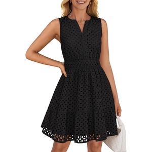 image:imageZESICA Womens Summer Sleeveless Hollow Out Mini DressesBlack