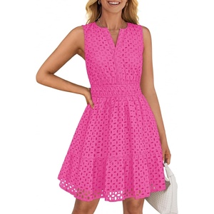 image:imageZESICA Womens Summer Sleeveless Hollow Out Mini DressesRose