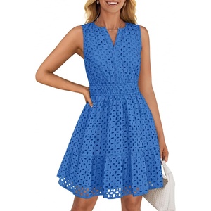 image:imageZESICA Womens Summer Sleeveless Hollow Out Mini DressesRoyal Blue