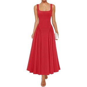image:imageZESICA Womens Summer Sleeveless Square Neck Vacation SundressRed