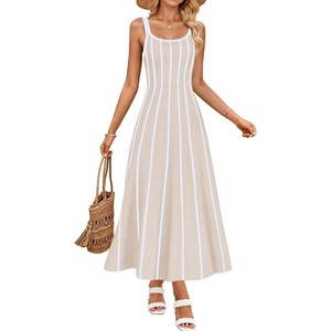 image:imageZESICA Womens Summer Sleeveless Striped Vacation Midi DressApricot