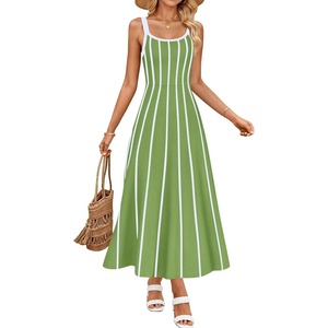 image:imageZESICA Womens Summer Sleeveless Striped Vacation Midi DressLight Green