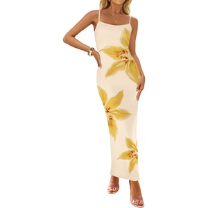 image:imageZESICA Womens Summer Spaghetti Strap Bodycon Beach Vacation Maxi DressesApricot