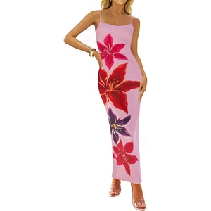 image:imageZESICA Womens Summer Spaghetti Strap Bodycon Beach Vacation Maxi DressesPink