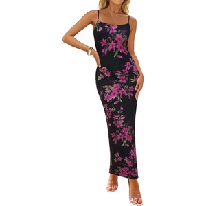image:imageZESICA Womens Summer Spaghetti Strap Bodycon Beach Vacation Maxi DressesPink Black