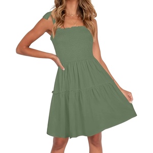image:imageZESICA Womens Summer Spaghetti Strap Sleeveless Mini DressArmygreen