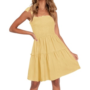 image:imageZESICA Womens Summer Spaghetti Strap Sleeveless Mini DressLight Yellow