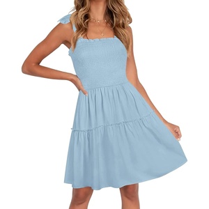 image:imageZESICA Womens Summer Spaghetti Strap Sleeveless Mini DressLightblue