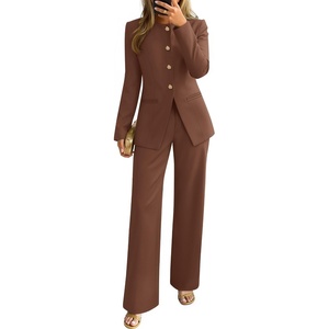 image:imageZESICA Womens Two Piece Suits Sets Casual Business Pants OutfitsBrown