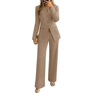 image:imageZESICA Womens Two Piece Suits Sets Casual Business Pants OutfitsKhaki