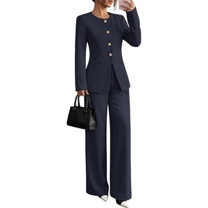 image:imageZESICA Womens Two Piece Suits Sets Casual Business Pants OutfitsNavy