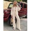 image:imageZESICA Womens 2 Piece Outfits 2026 Fall Lounge Pajama SetsApricot