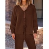 image:imageZESICA Womens 2 Piece Outfits 2026 Fall Lounge Pajama SetsDarkbrown