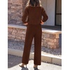 image:imageZESICA Womens 2 Piece Outfits 2026 Fall Lounge Pajama SetsDarkbrown